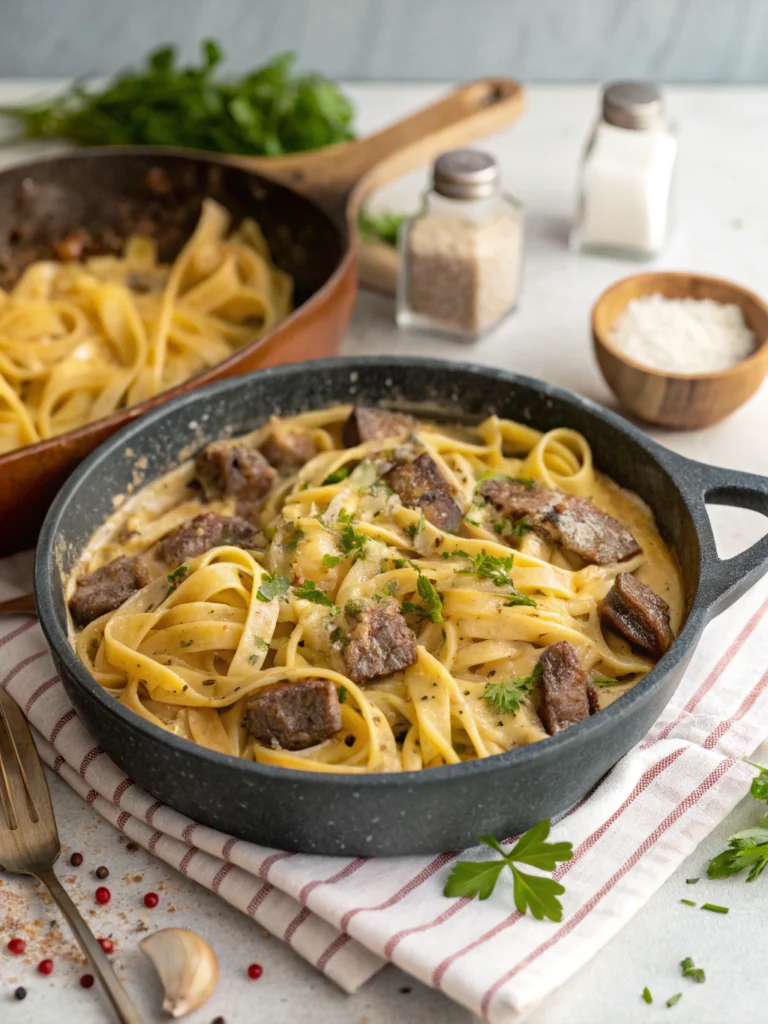 Creamy One-Pot Beef Pasta with Garlic Butter