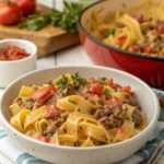 Creamy Rotel Pasta with Ground Beef