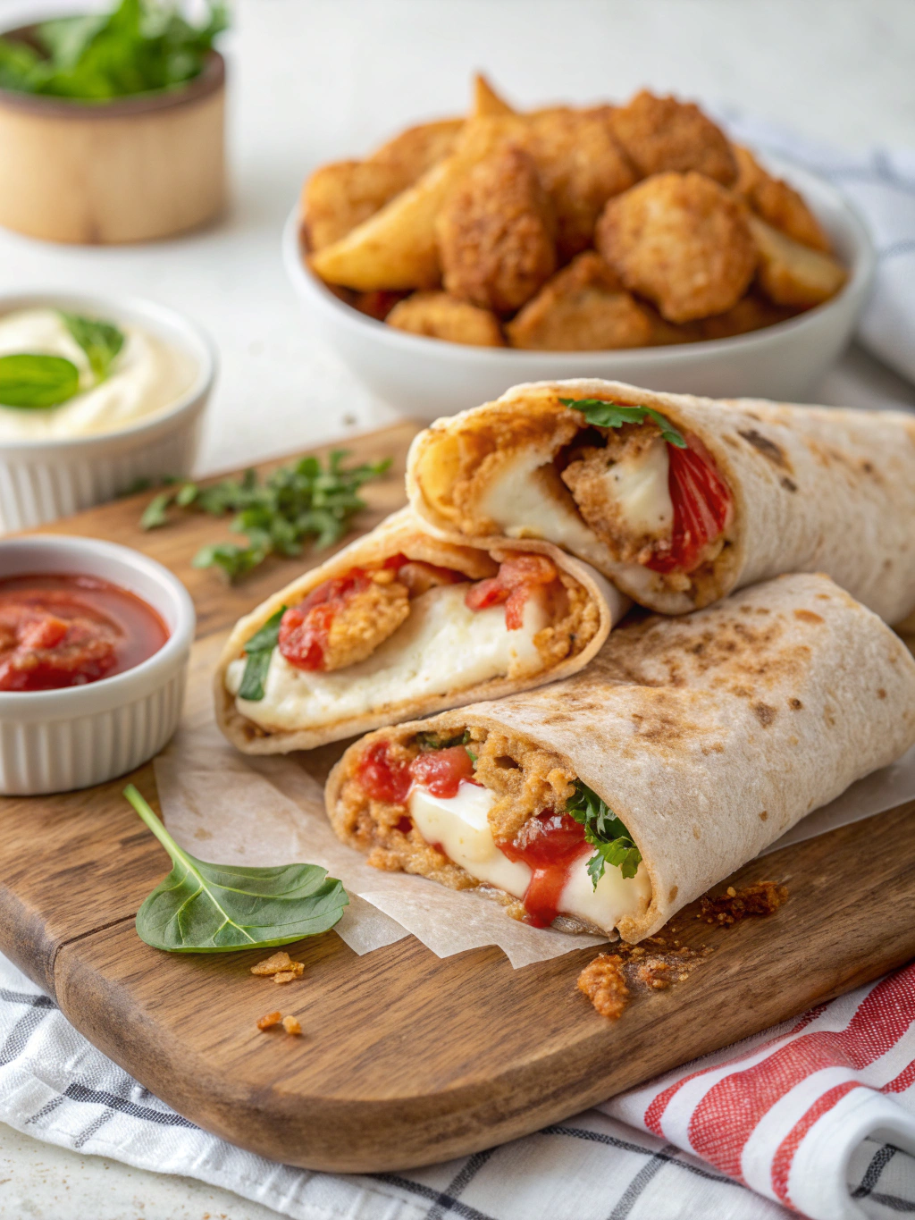 Crunchy Crispy Air Fryer Chicken & Mozzarella Wraps