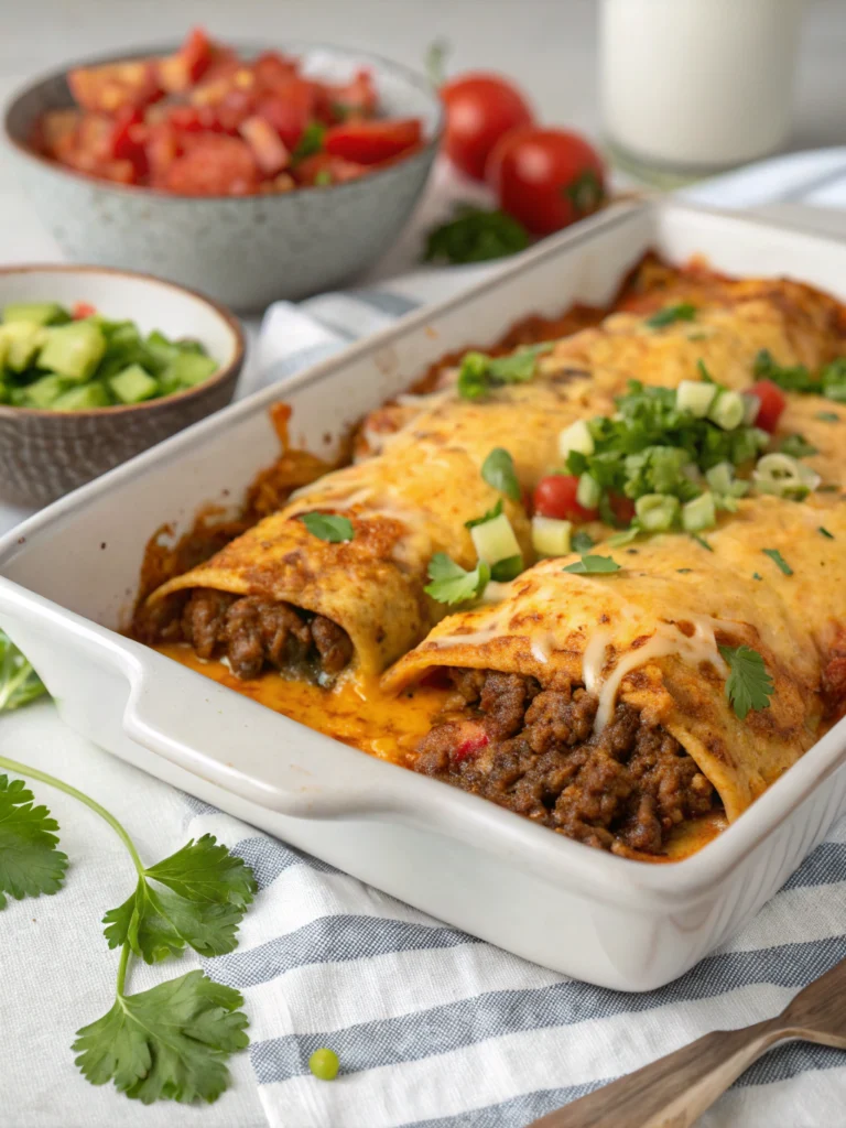 Easy Cheesy Ground Beef Enchiladas - One-Pan Family Favorite!