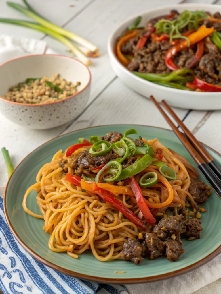 Easy Mongolian Ground Beef Noodles Recipe for Quick Dinner