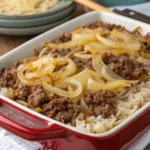 French Onion Ground Beef and Rice Casserole