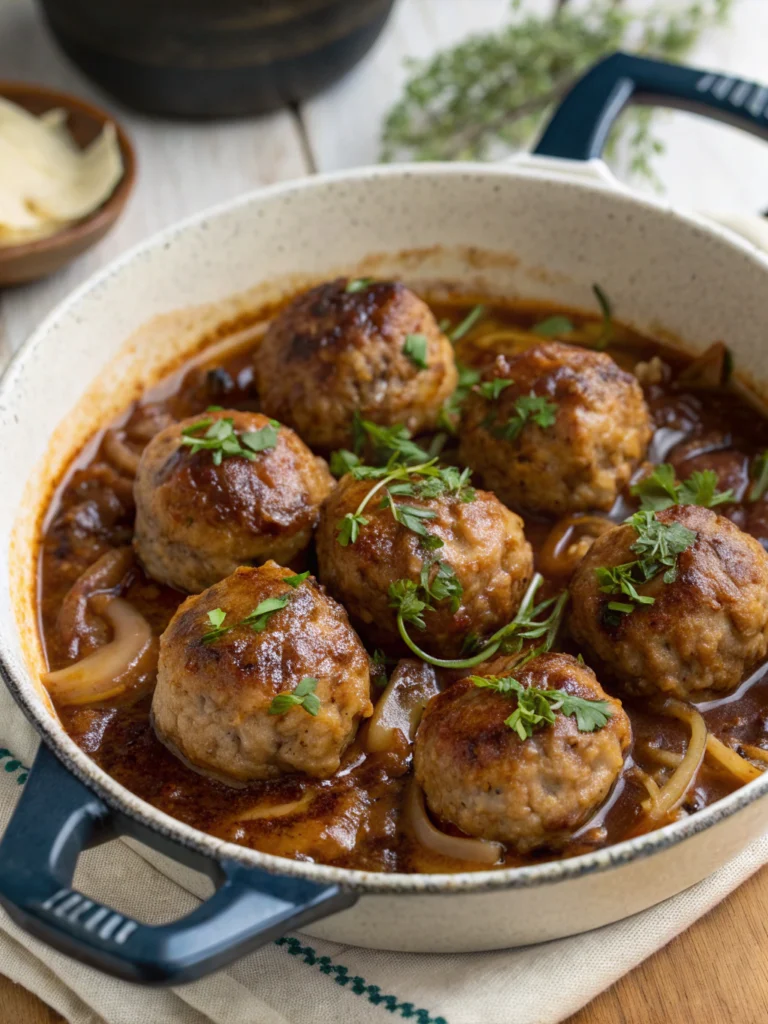 French Onion Meatballs with Savory Onion Sauce
