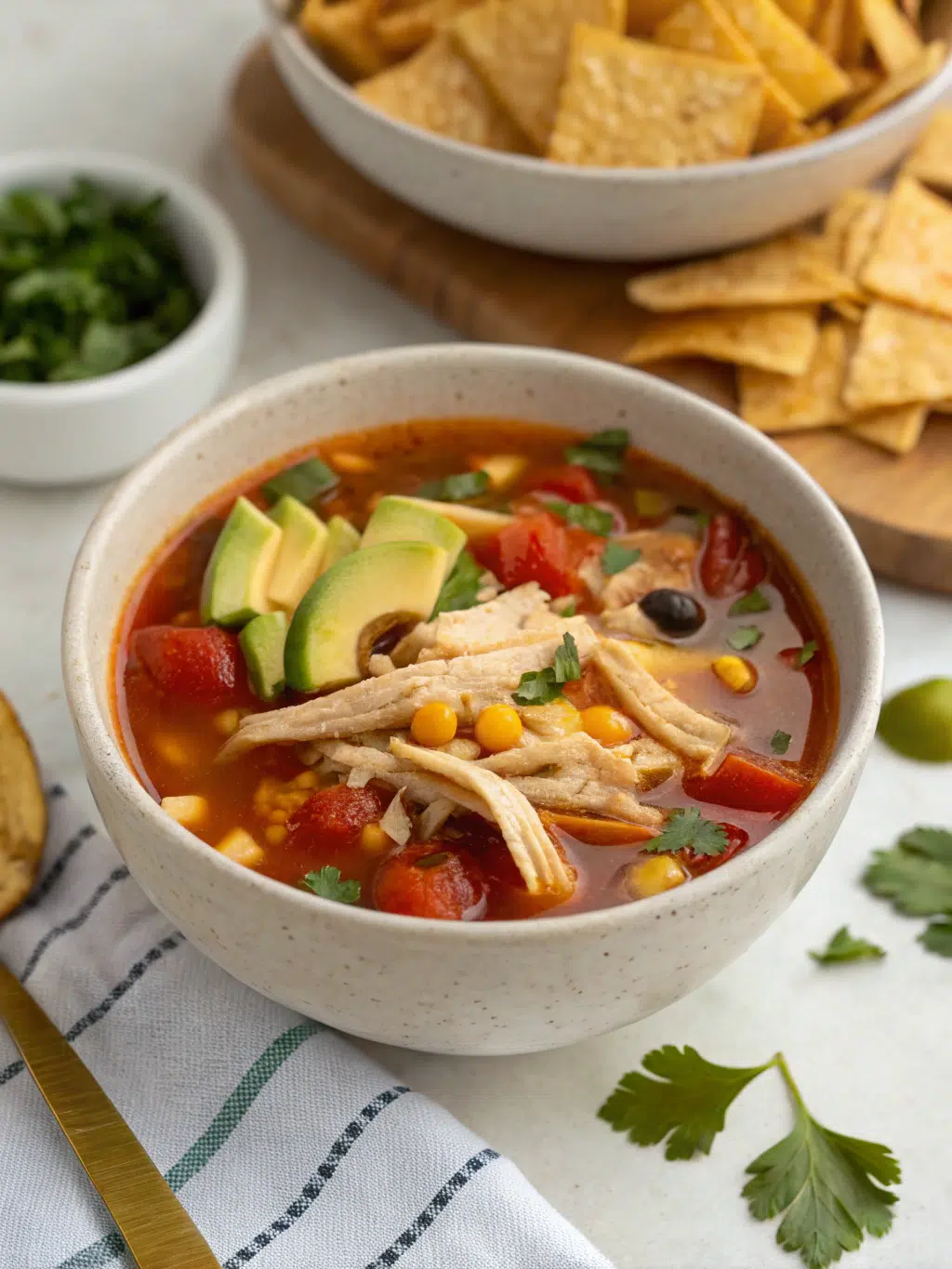 Hearty Crockpot Chicken Tortilla Soup