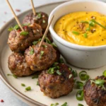 Korean BBQ Meatballs with Spicy Mayo Dip