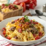 Loaded Bacon Cheeseburger Alfredo Pasta