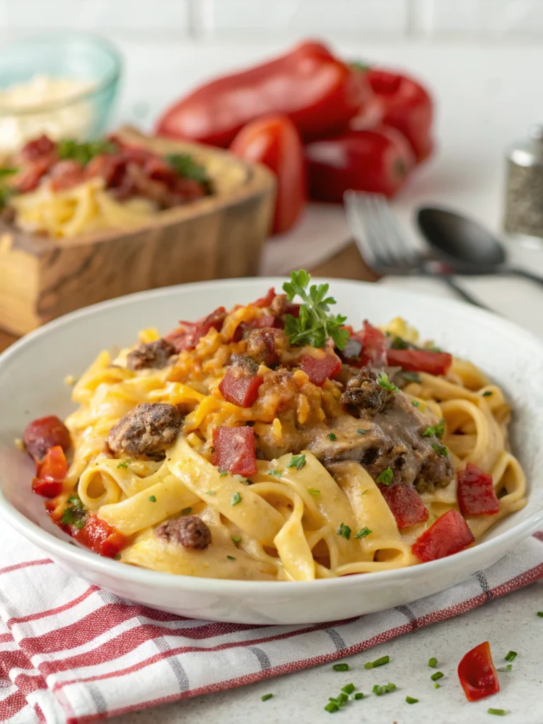 Loaded Bacon Cheeseburger Alfredo Pasta