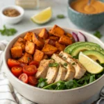 Maple Dijon Chicken Bowl with Roasted Sweet Potatoes & Veggies