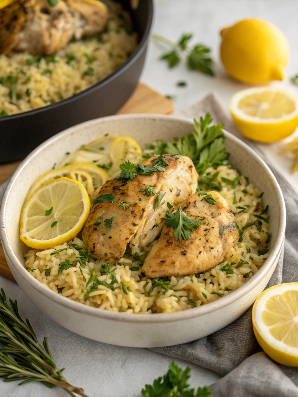 Slow Cooker Lemon Herb Chicken and Rice