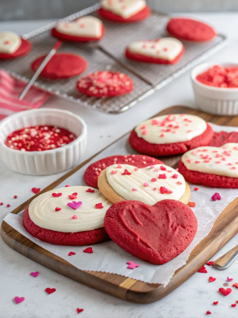 Small batch cookies (red velvet sugar cookies for Valentine's Day dessert)