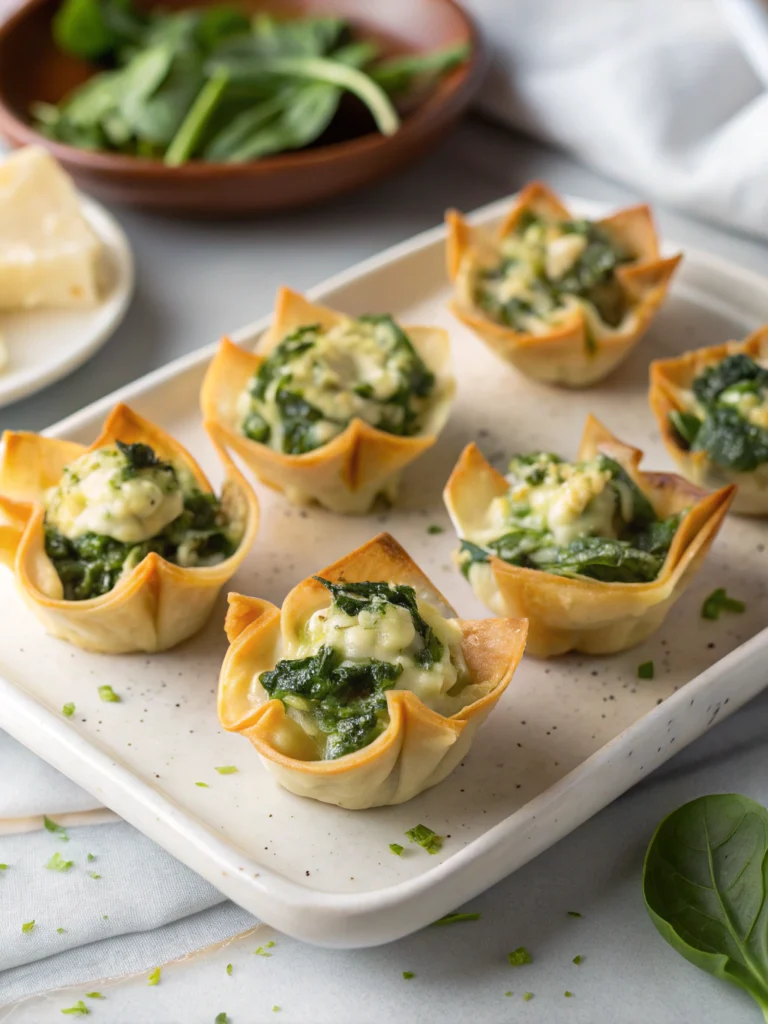 Spinach & artichoke wonton cups