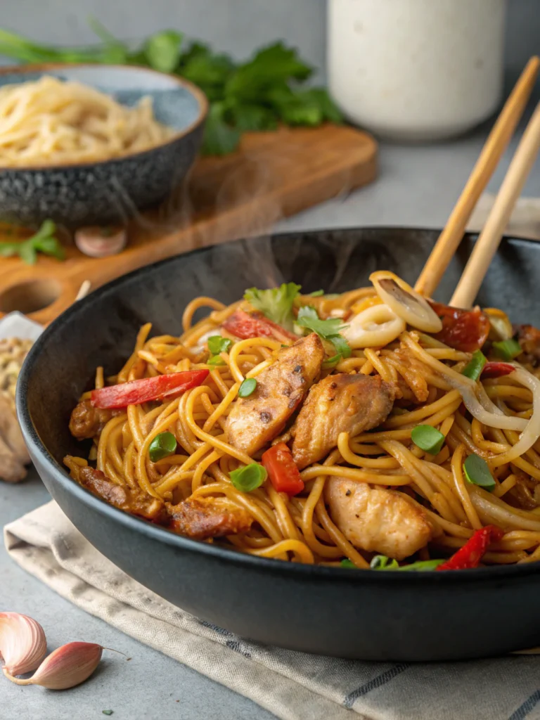 Sticky Garlic Chicken Noodles
