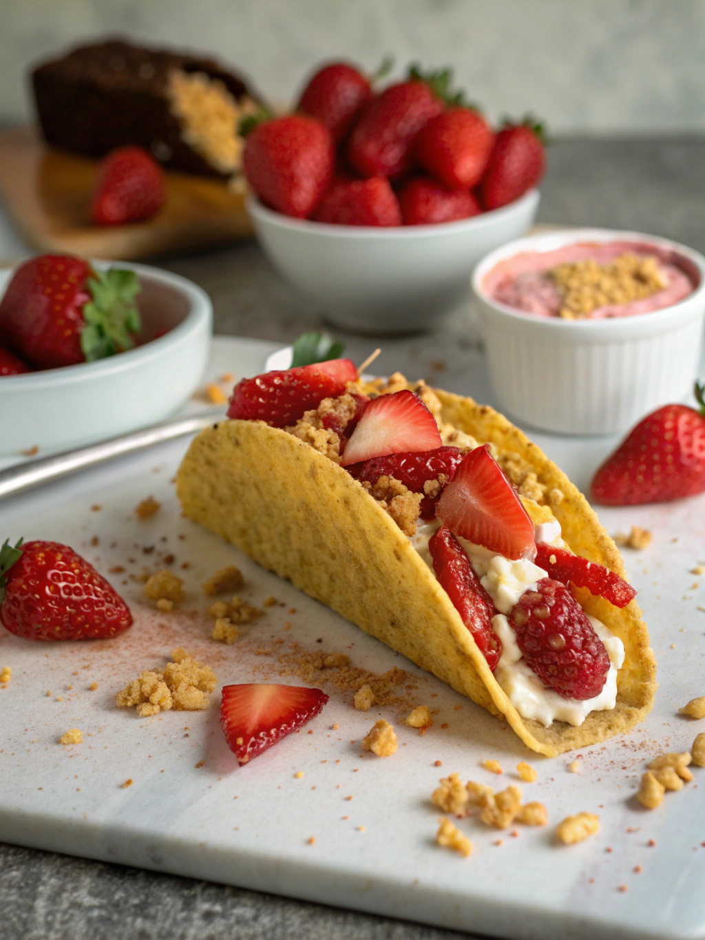 Strawberry Crunch Cheesecake Tacos