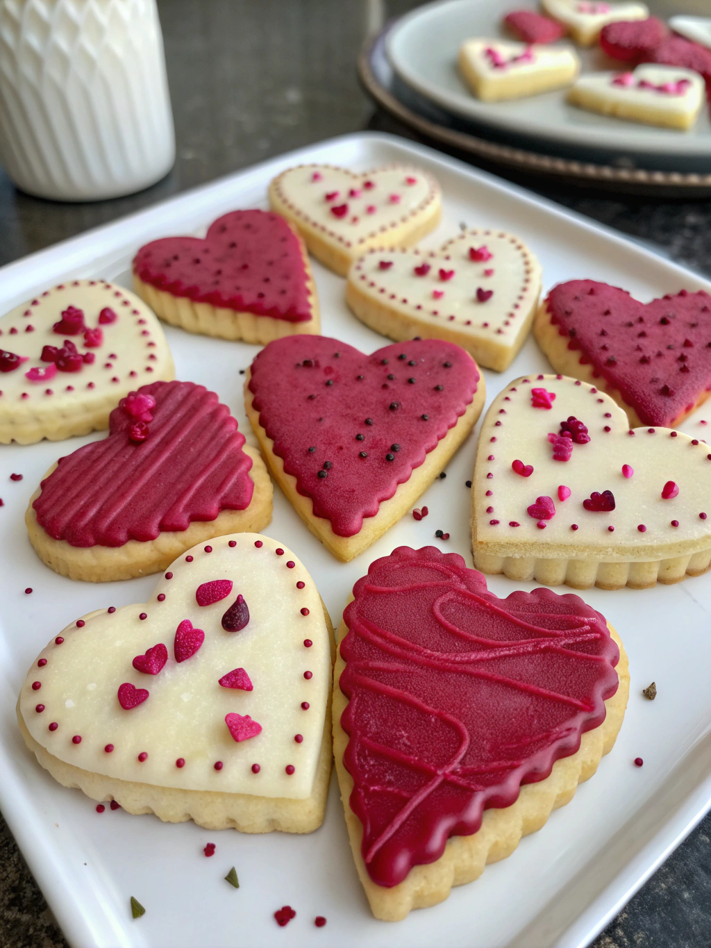 Vanilla Heart Shaped Cerise Prickly Pear & Red Beet Cookies