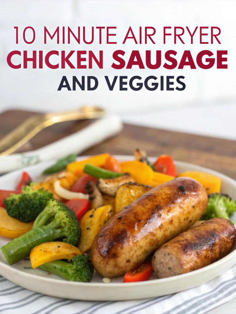 10 Minute Air Fryer Chicken Sausage and Veggies