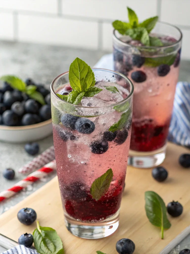 Blueberry Basil Sparkling Summer Cooler