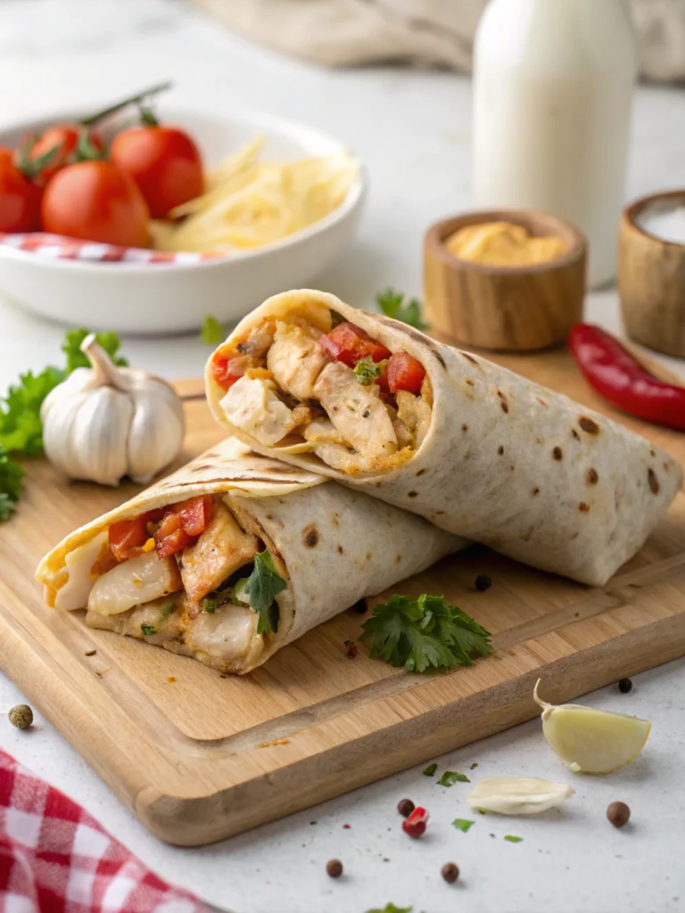 Cheesy Garlic Chicken Wraps