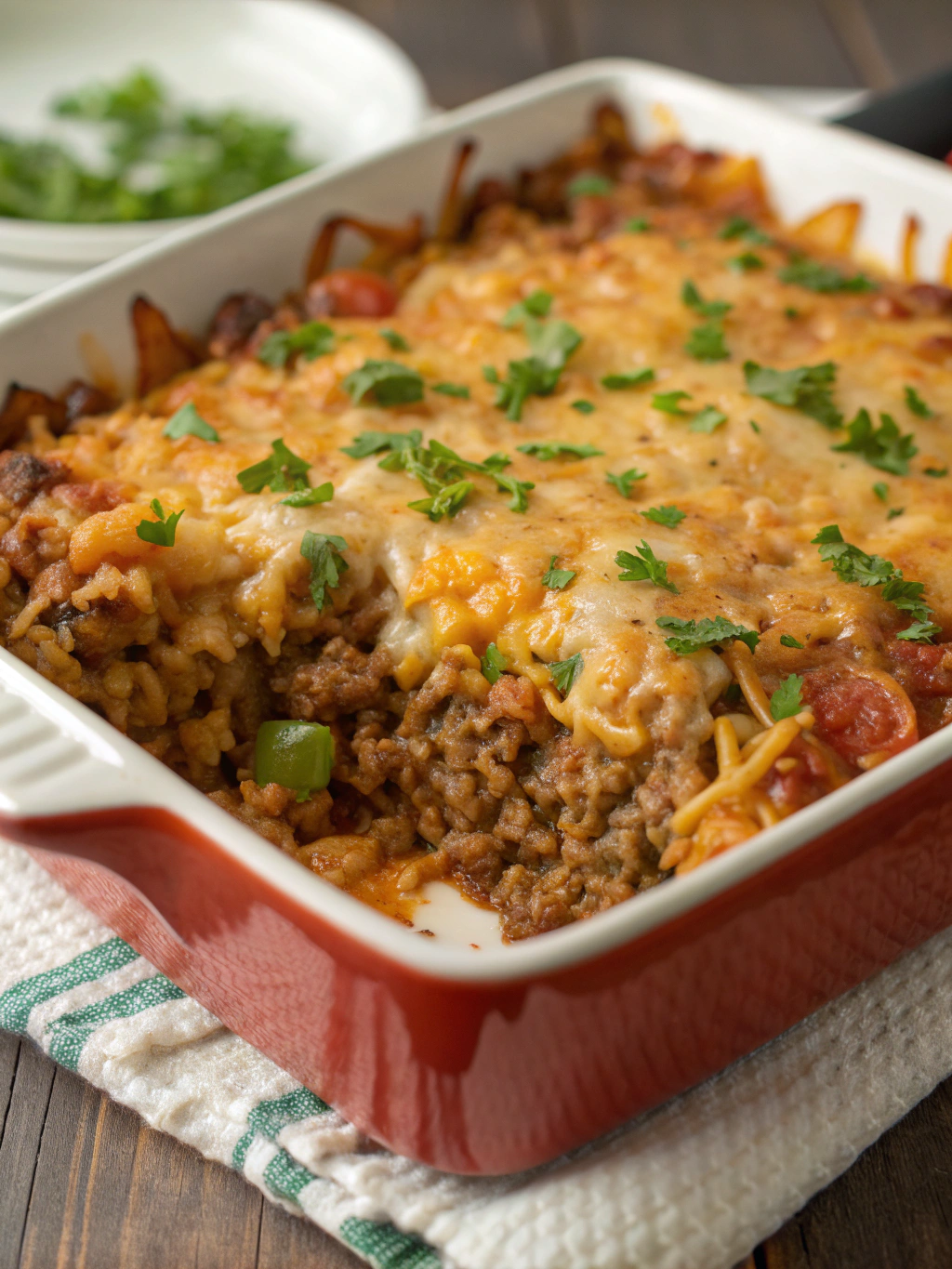 Cheesy Ground Beef and Rice Casserole