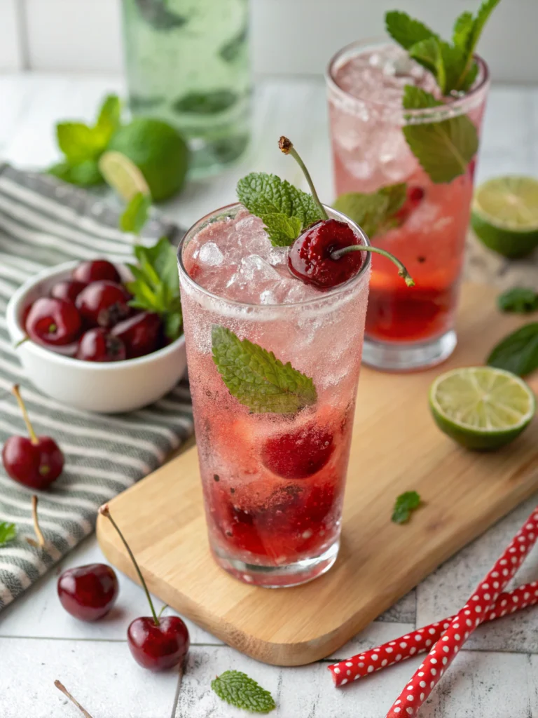Cherry Limeade Sparkler with Mint Twist