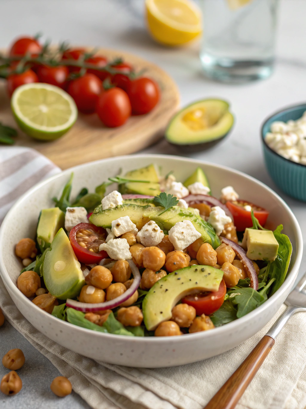 Chickpea Feta Avocado Salad