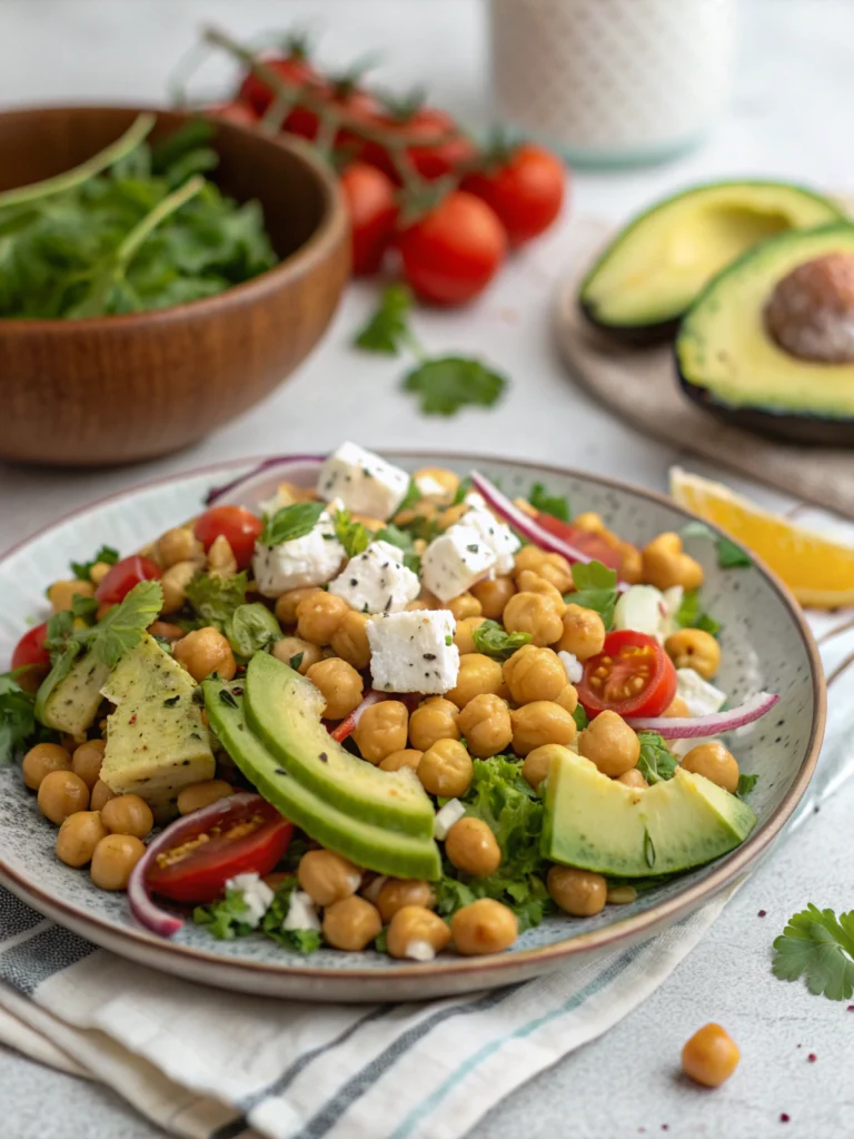 Chickpea Feta Avocado Salad