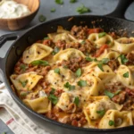 Creamy Tortellini Skillet With Spicy Ground Meat