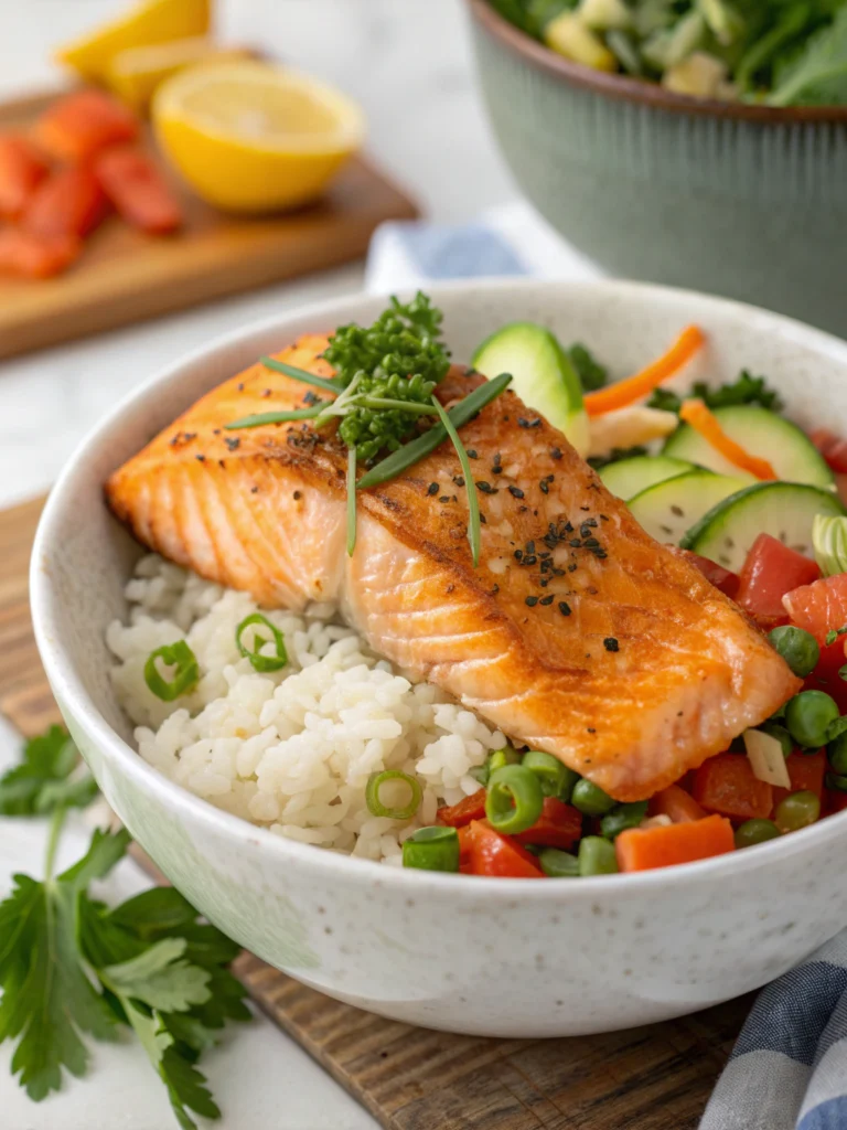 Crispy Salmon and Rice Bowl