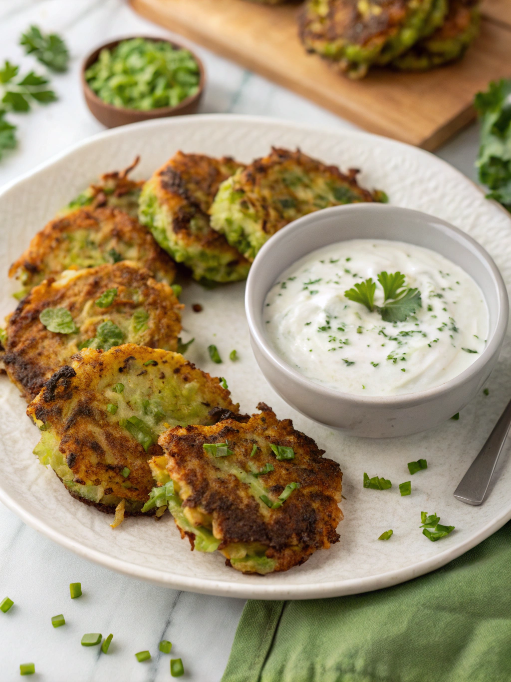Crispy St. Patrick's Day Cabbage Fritters with Garlic Sauce