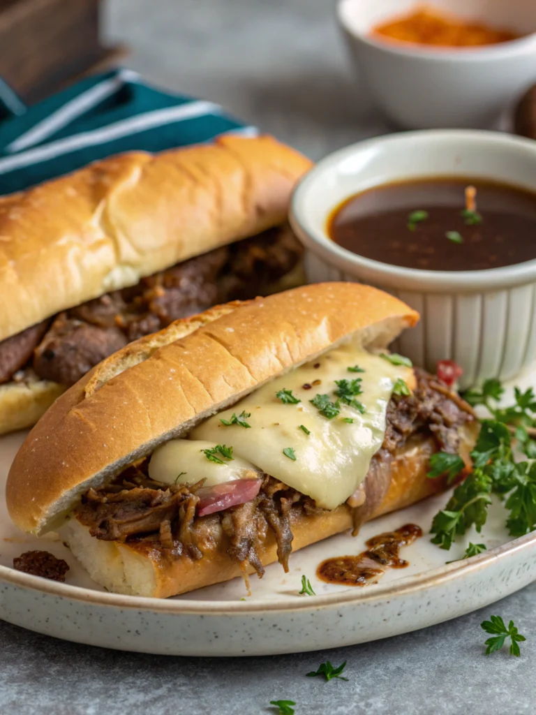 Crockpot French Dip Sandwiches