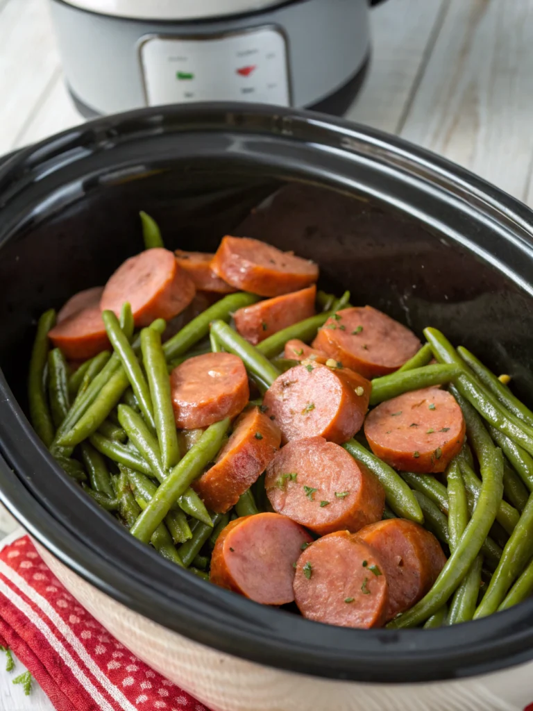 Crockpot Kielbasa and Green Beans