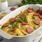 Crockpot Pierogi Casserole with Kielbasa