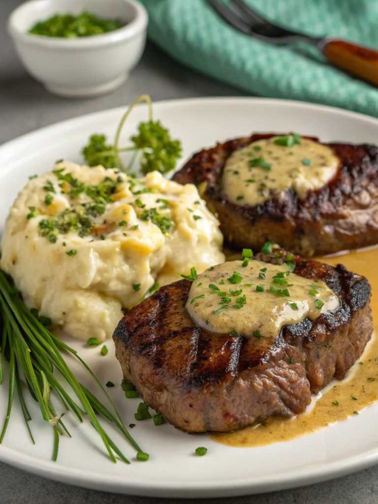 Gaelic Irish Steaks with Whiskey Cream and Colcannon