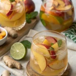 Ginger Peach Bourbon Punch with Lime