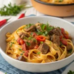 High Protein Creamy Beef Pasta