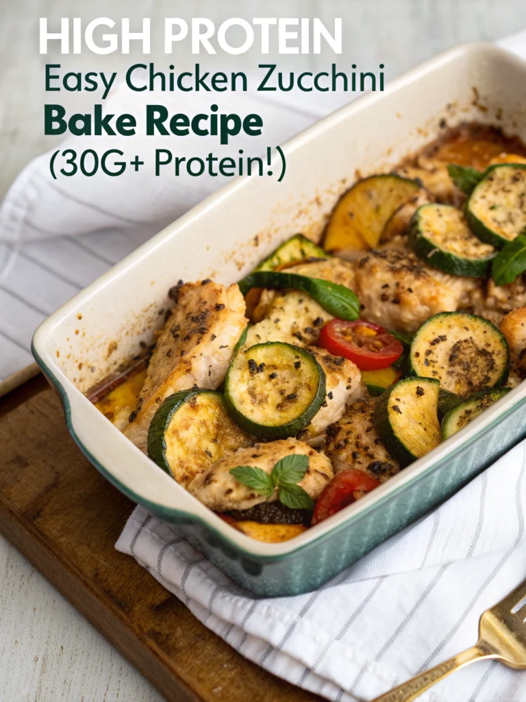 High Protein Easy Chicken Zucchini Bake Recipe (30g+ Protein!)