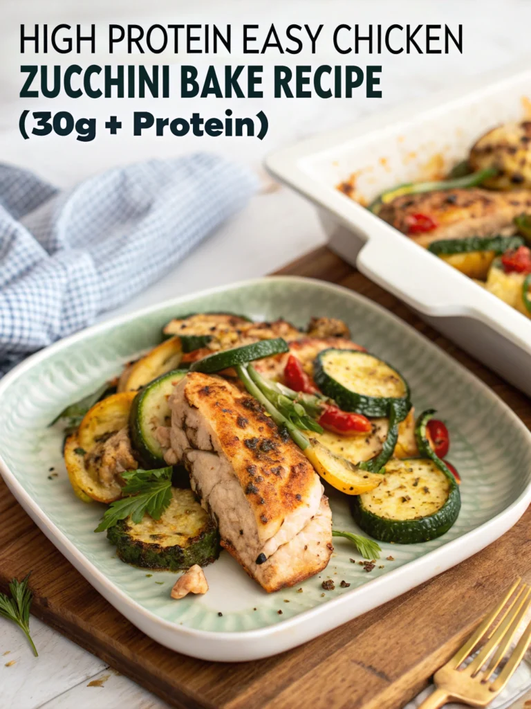 High Protein Easy Chicken Zucchini Bake Recipe (30g+ Protein!)