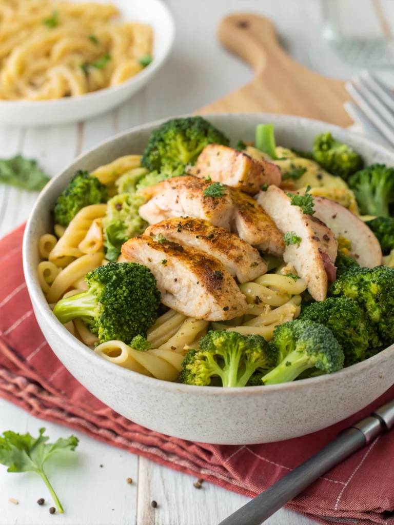 High Protein Rotisserie Chicken Broccoli Pasta (35-Minute Recipe)