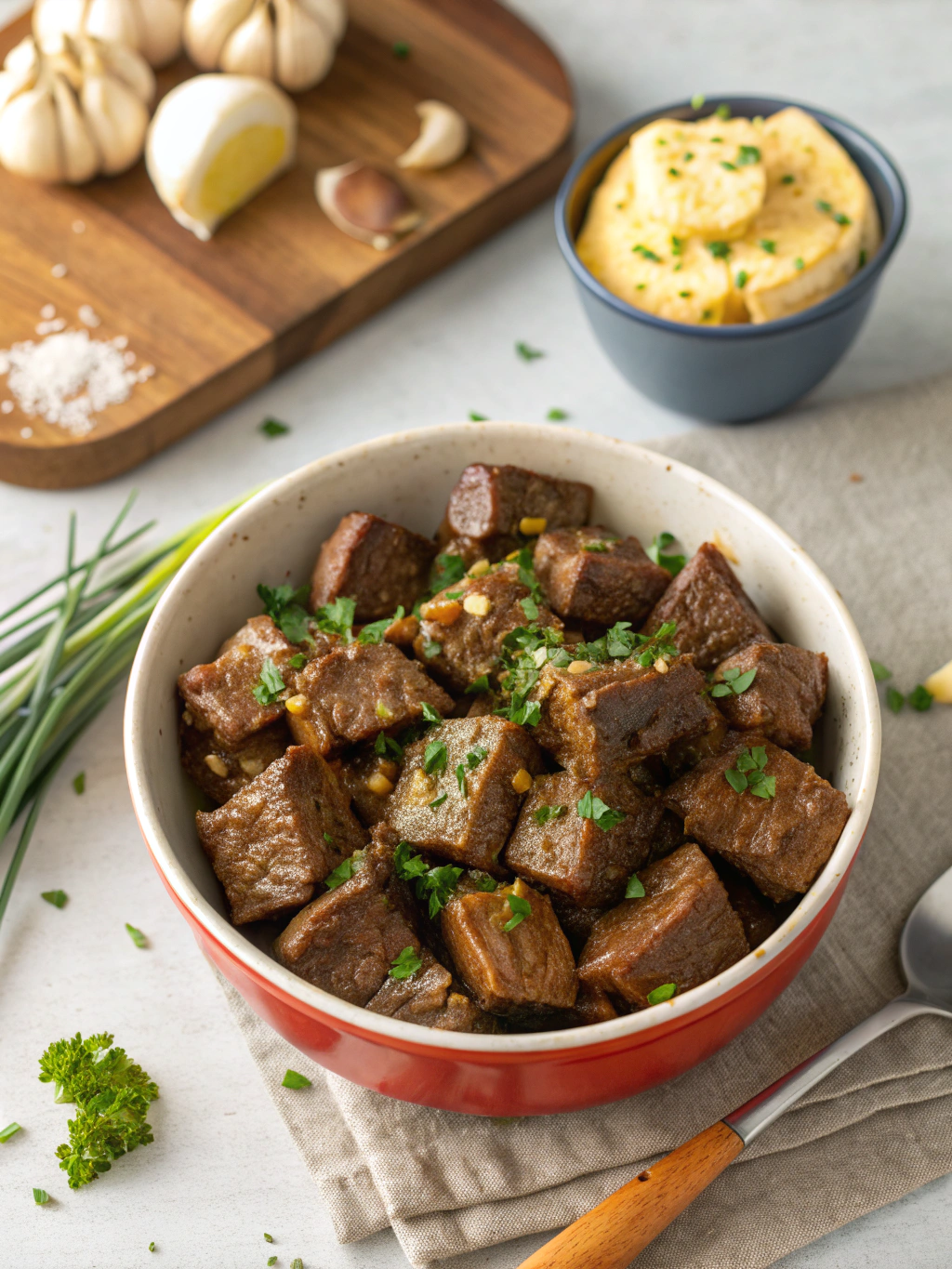 High Protein Slow Cooker Garlic Butter Beef Bites