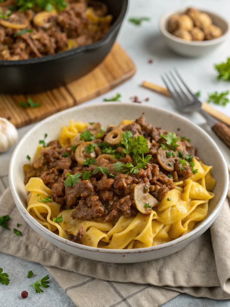 Homemade Ground Beef Stroganoff