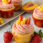 Mango Strawberry Sunset Cupcakes