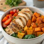 Maple Dijon Chicken Bowl with Roasted Sweet Potatoes & Veggies