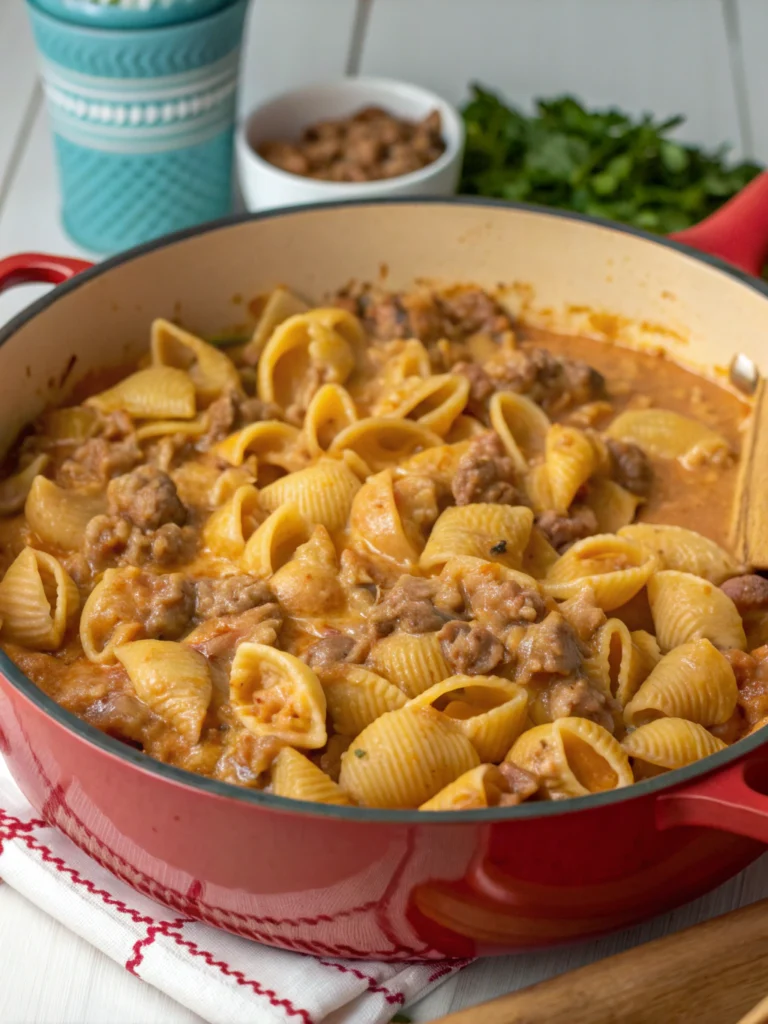 One-Pot Creamy Beef and Shells (30 Minutes)