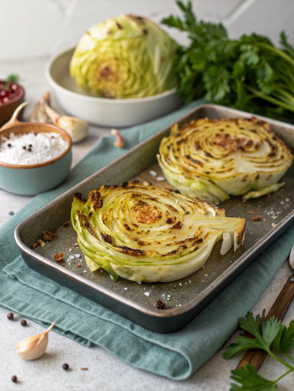 Oven Roasted Garlic Cabbage Steaks