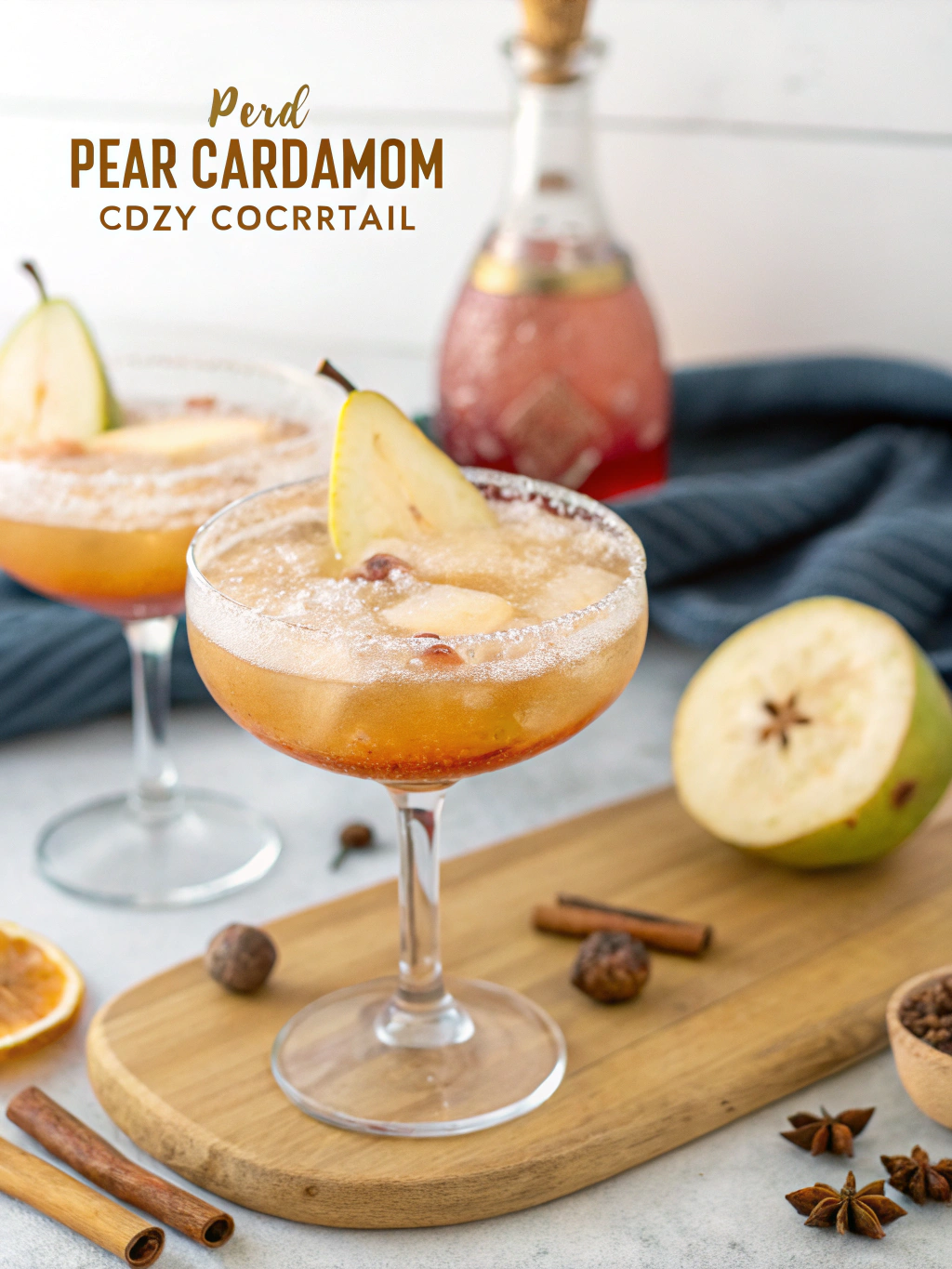 Pear Cardamom Cozy Winter Cocktail