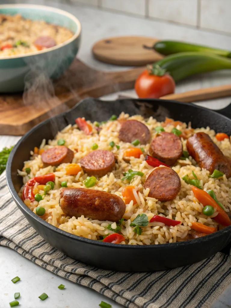 Quick One Pot Sausage and Rice Delight