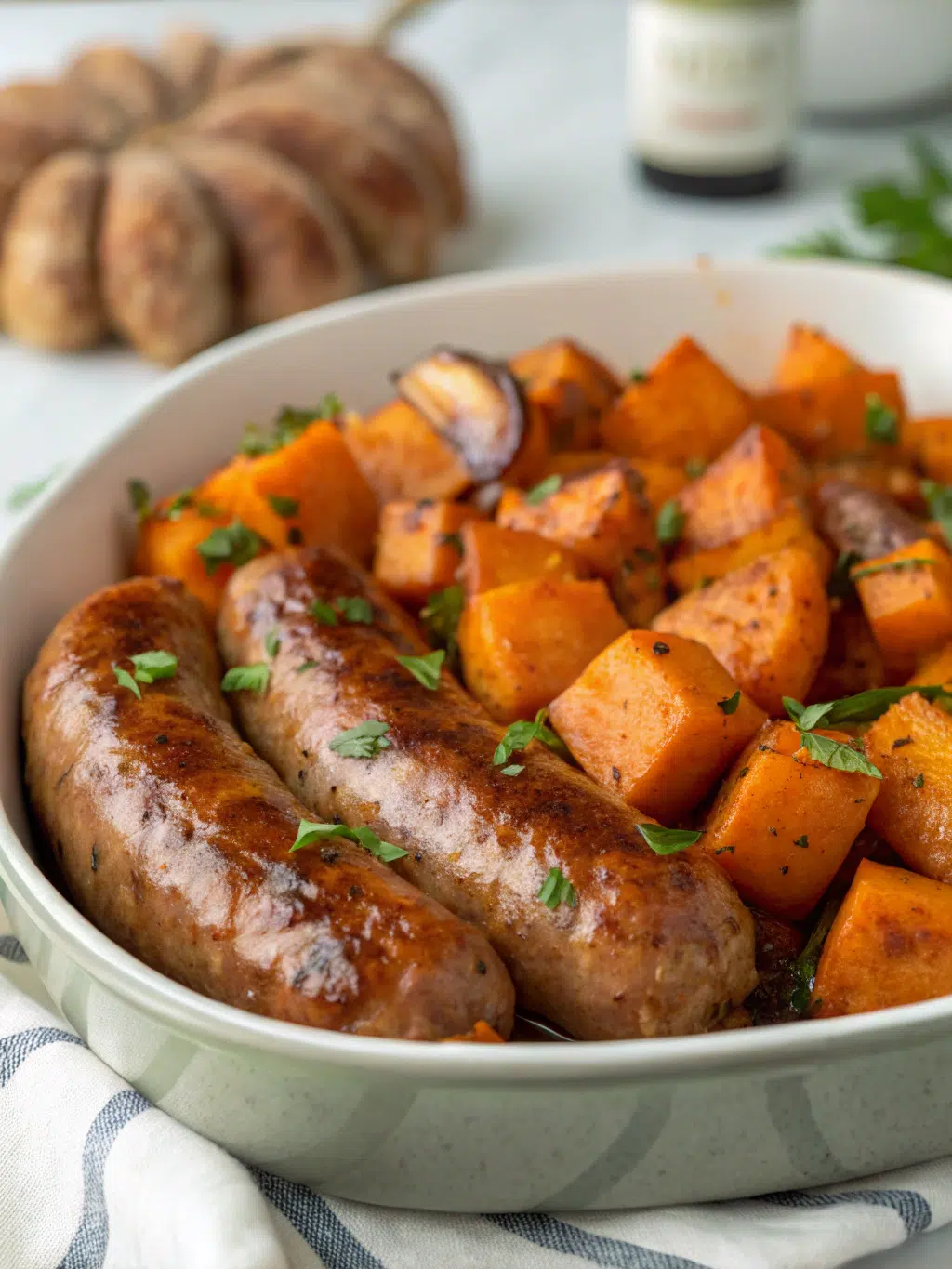 Sausage & Sweet Potatoes with Honey Garlic