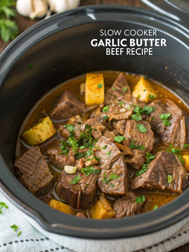 Slow Cooker Garlic Butter Beef Recipe
