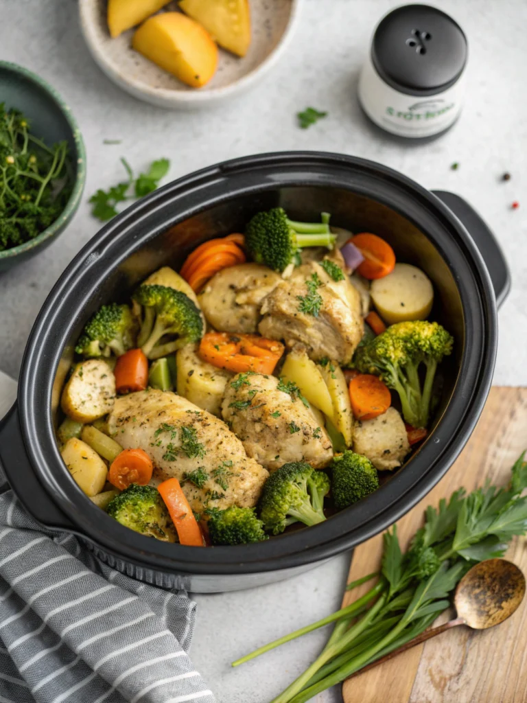 Slow Cooker Garlic Butter Chicken and Veggies