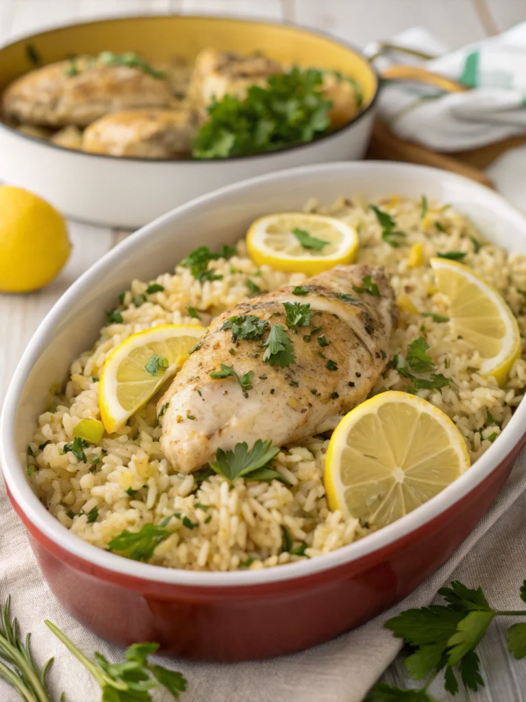 Slow Cooker Lemon Herb Chicken and Rice