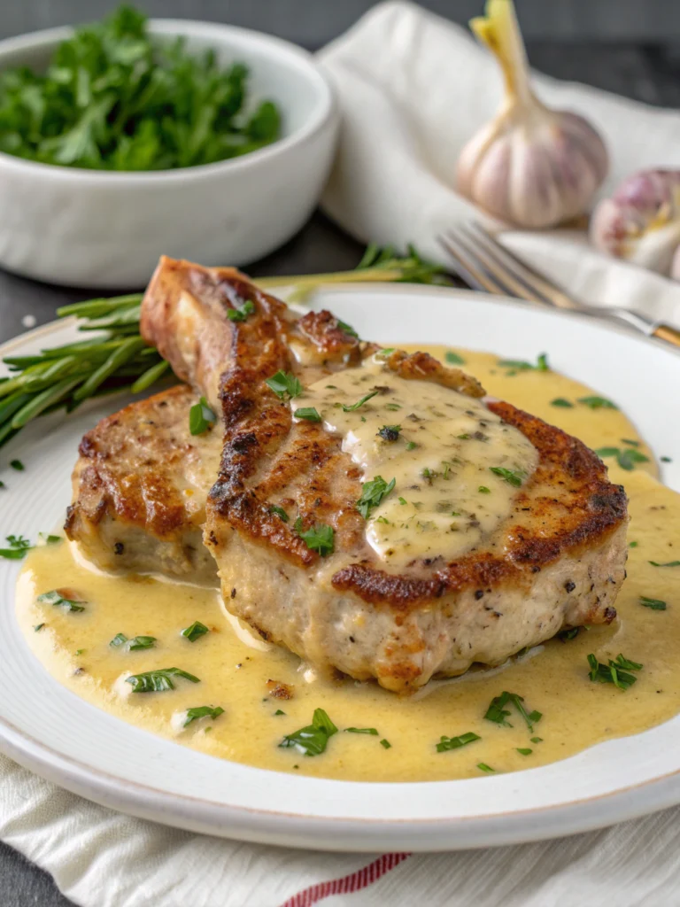 Slow Cooker Pork Chops with Garlic Parmesan Sauce